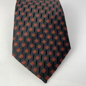 Barocello Milano Hand Made Tie Black Red Geometric 60”